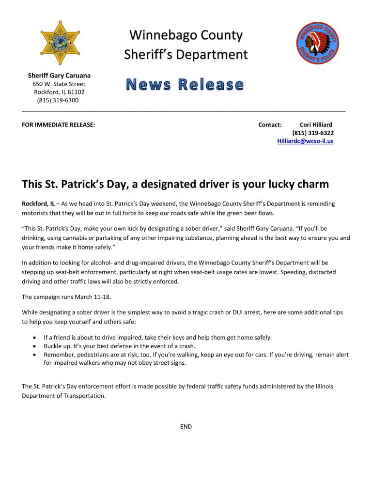 St Patrick's Day - A Designated driver is your lucky charm