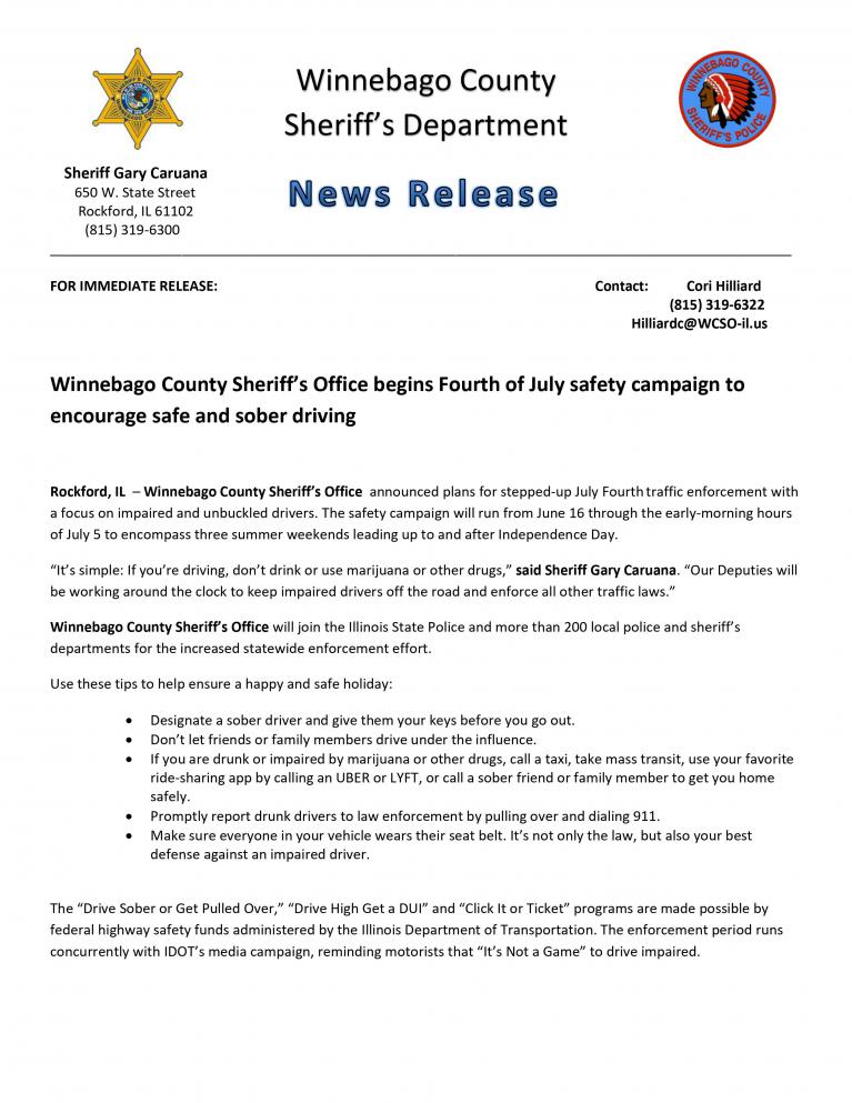 4th of July Safe and Sober Campaign