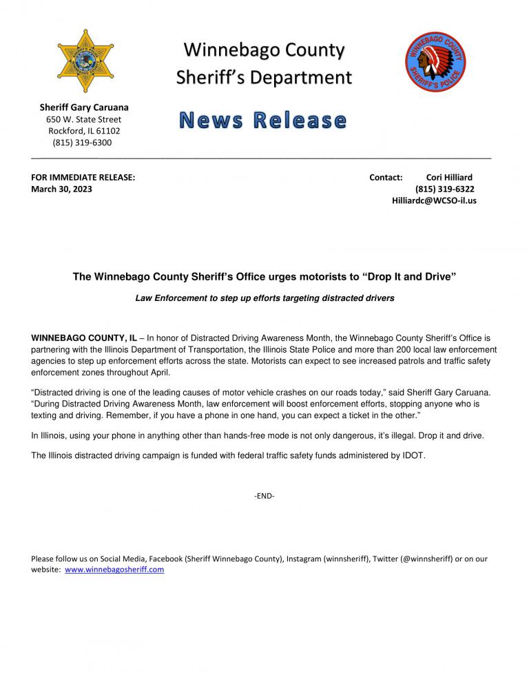 News Release - Distracted Driving Campaign