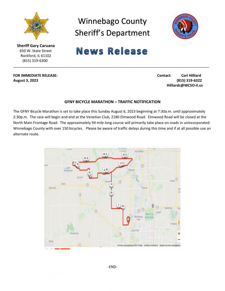 News Release - GFNY Bicycle Marathon - Traffic Notification