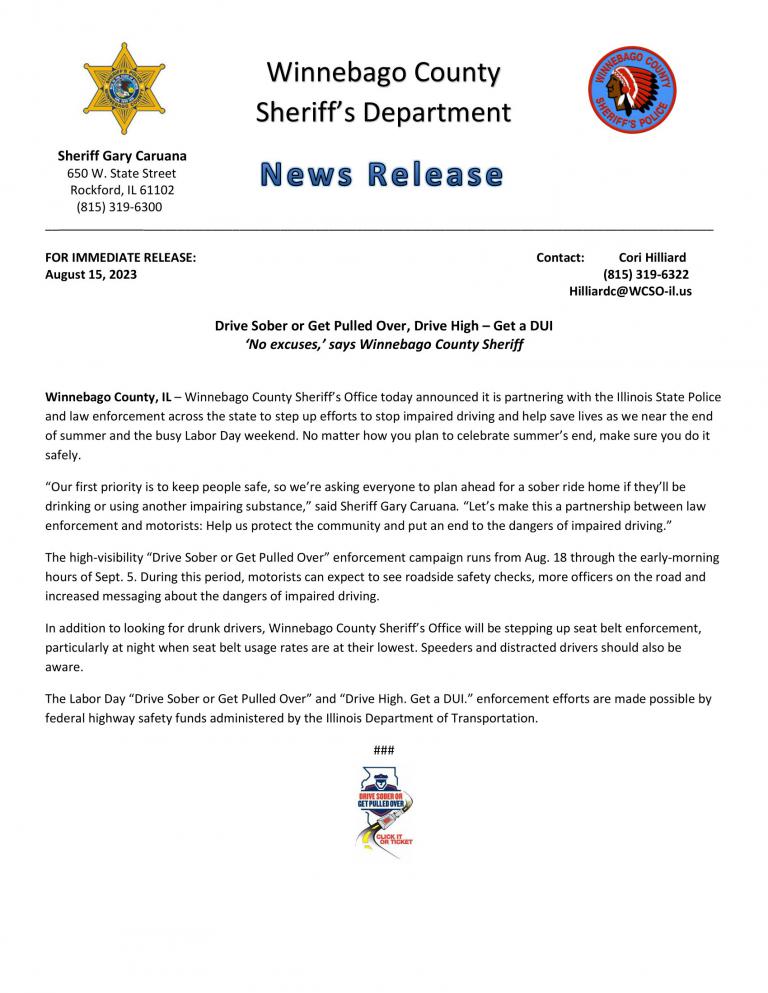 News Release - IDOT Labor Day Traffic Enforcement Campaign
