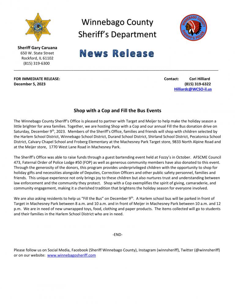 News Release - Shop with a Cop 2023