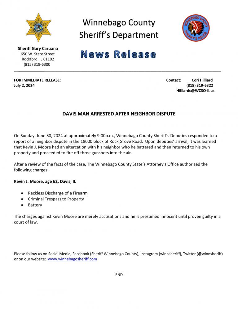 News Release - Moore Arrest