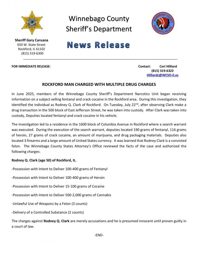 News Release - Clark Narcotics Arrest