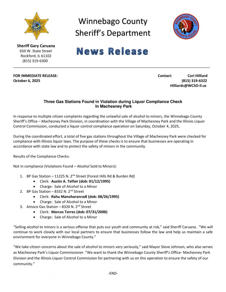 News Release - Charges in MP Compliance Checks