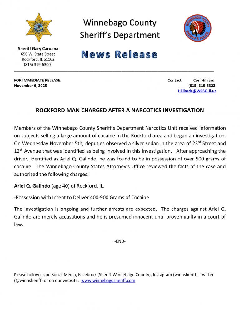 News Release - Galindo Arrest