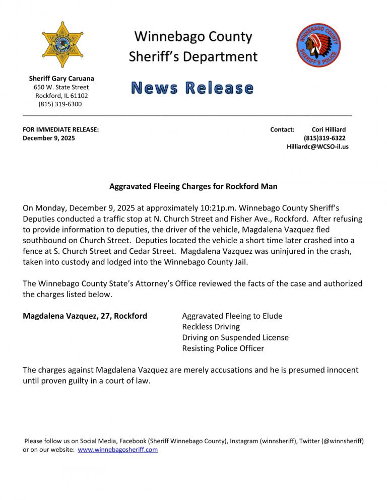 News Release - Vazquez Arrest